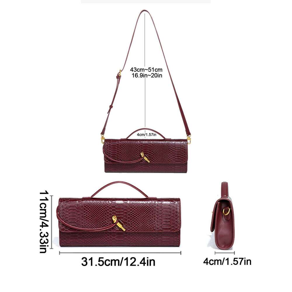 Women's Bags Designer Bury Bag Cherry Wine Red Envelope Upscale New Handbag European And American Fashion Crocodile Flip Hand Organ B