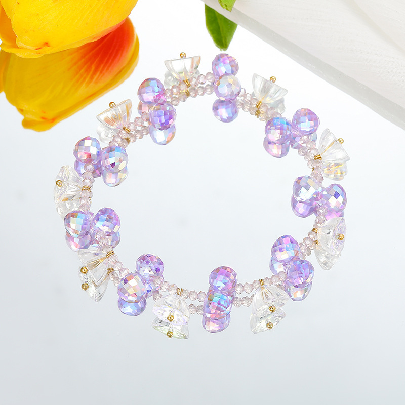 colorful crystal pendant, natural style, and personalized girl ankle bracelet