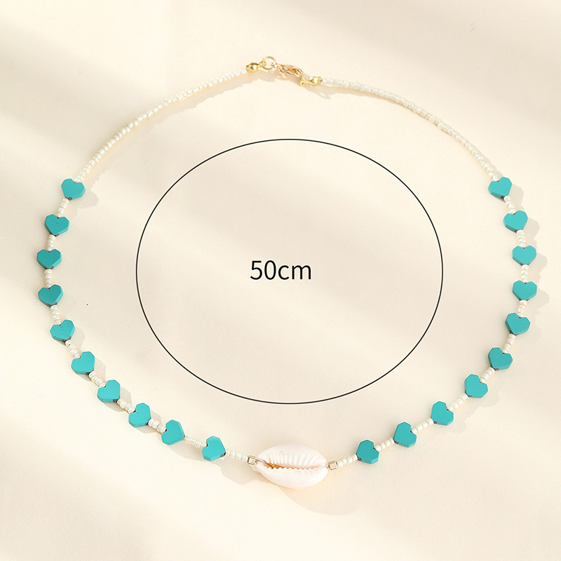 New product collarbone chain bracelet, blue turquoise heart bead necklace