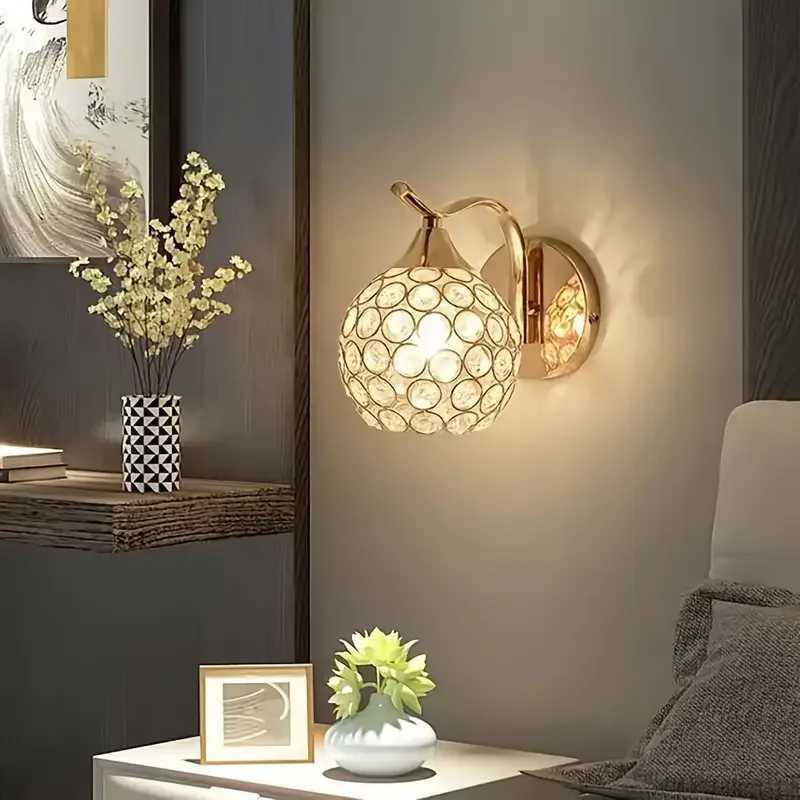Modern Luxury Crystal Wall Lamp E27 Fashion Art Living Room Lighting Fixtures for Bedroom Study Hotel Aisle Gold Corridor LightXJ250526