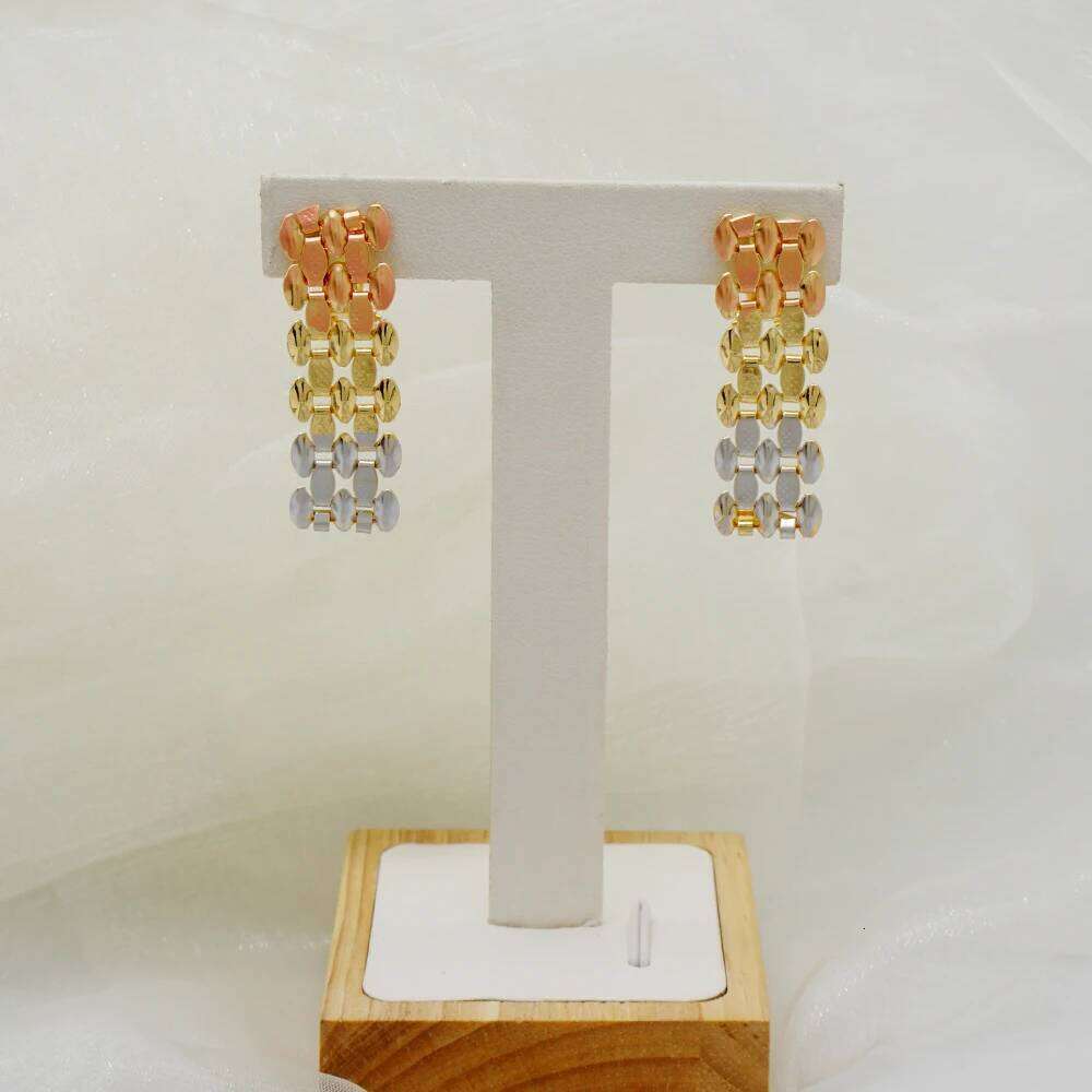 Simple Elegant Gold Color Women Jewelry Necklace Earrings Bracelet Rings Sets Fashion Set Dubai Wedding Banquet Party Gifts