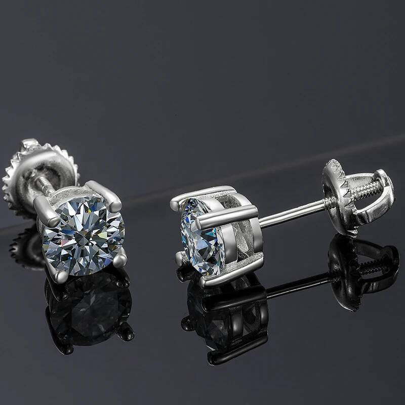 Top Quality 6mm 0.8CT Moissanite For Women 14K Gold Plated Sterling Sier Earrings