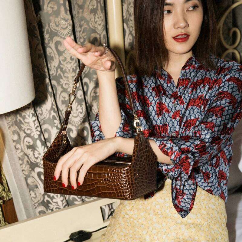 Square Alligator Box Handbags Retro PU Leather Shoulder Bags For Women 2024 Solid Color Clutch Bolsa Feminina Sac