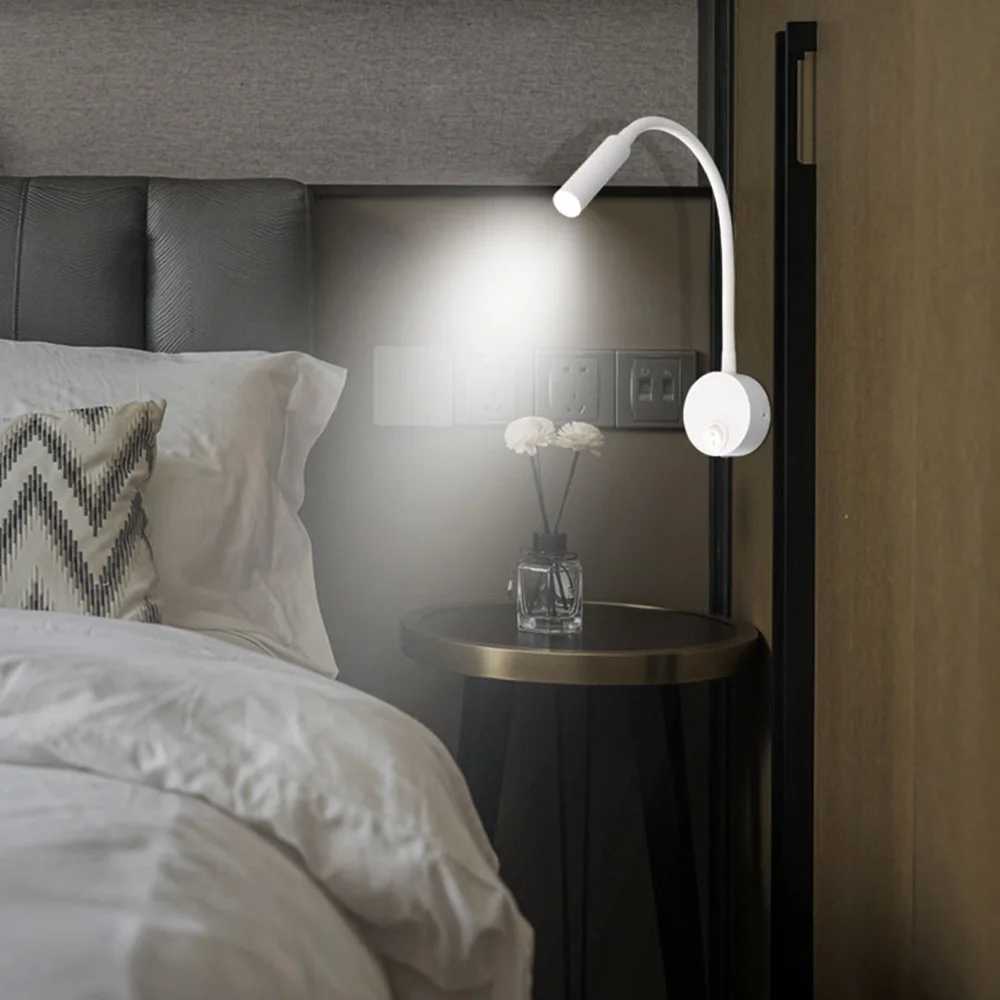 LED Wall Lamp Bedside Working Study Reading Lamp Adjustable Wall Lamp Gooseneck Light Night Light Fixtures Sconces Book LampXJ250526
