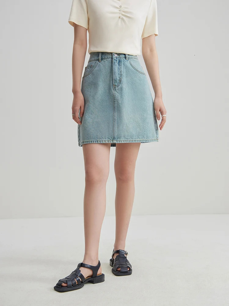 DUSHU Three Colors Simple Style High Waist Denim Skirt for Women Daily Allmatch 2024 Summer ALine Female 24DS82014 250516Z