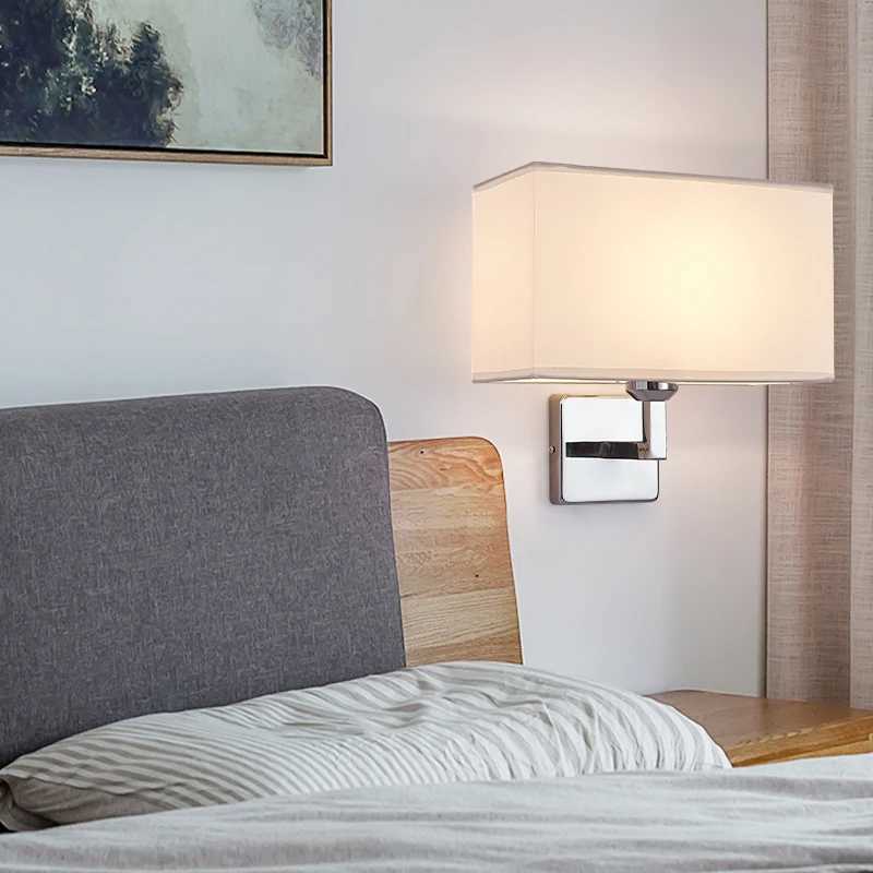 E27 Fabric Wall lamp with Switch LED Spotlight Reading Light Bedroom Study Equipment Hotel Bedhead Nordic Home Decoration LightXJ250526