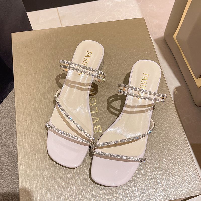 Internet Famous Rhinestones For Women This Casual Shoes Year Summer Thick Super Hot High Heels New Fairy Style Two Piece Sandals Ddmysaturn