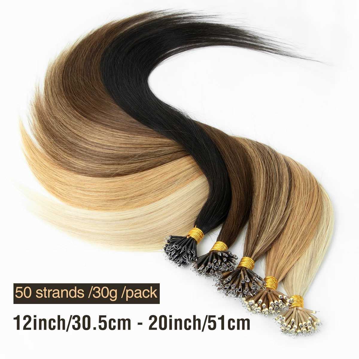 #P18-613 Nano Ring Hair Extensions Human Hair Light Brown Nano Ring Human Hair Extensions Pre Bonded Code Fusion S25526