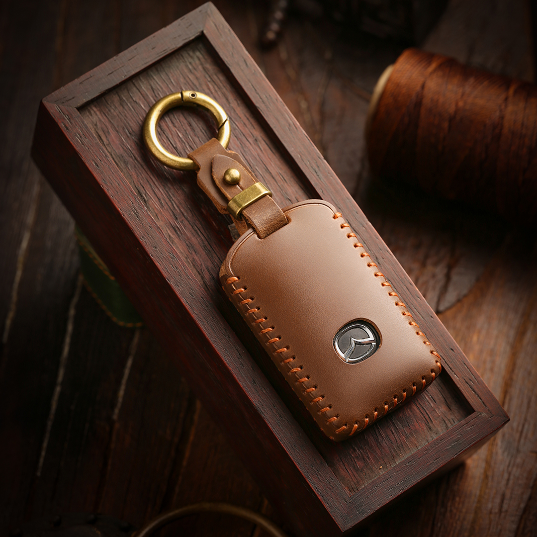 Car key Protective Case Handmade Genuine Leather Material Suitable for Mazda Mazda 3 Anksella CX50/CX30/CX-5 (Used for: Mazda)