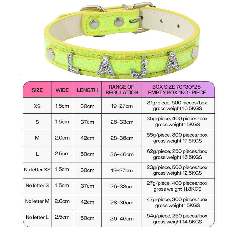 Trendy Letter DIY Pet Collar Leash Cat Necklace Sequin Decor Leather Dog Accessories