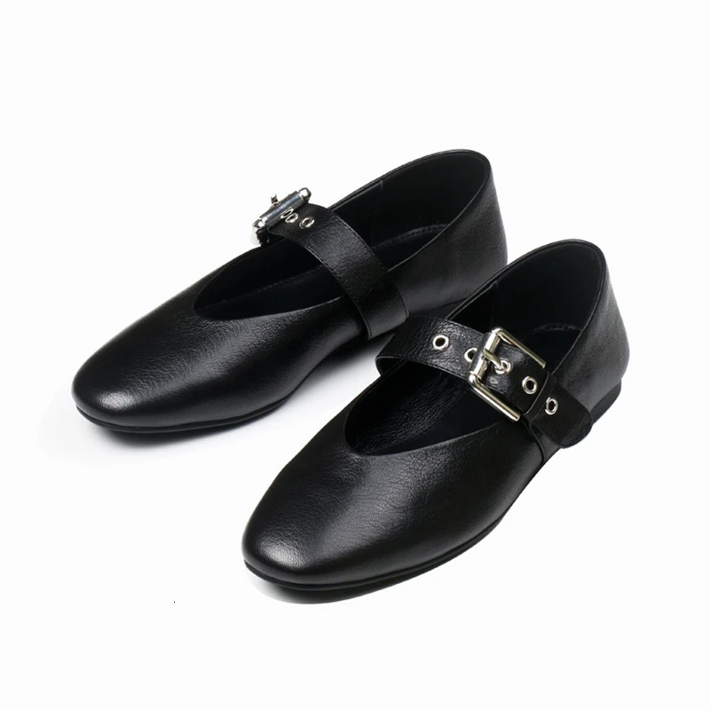 AIYUQI womens flat shoes buckle mary jane female Genuine leather large size ballet women loafers 250526
