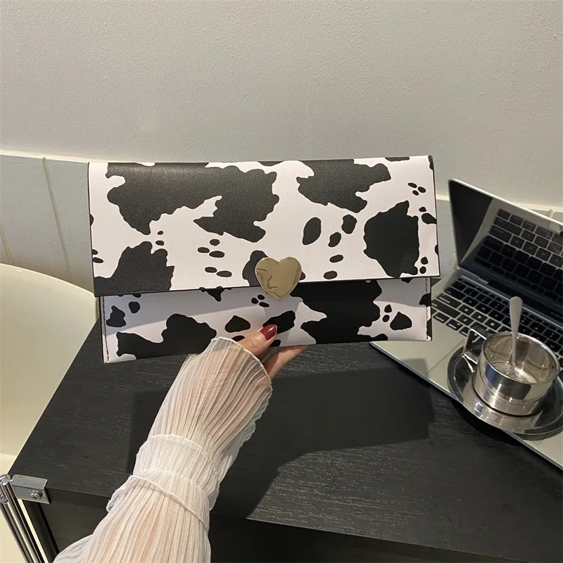 Large Capacity Wallet For Women PU Purse Fashion Clutch Bag Coin Wallet Closure Cow Stripe Leopard Print Handbag 250526
