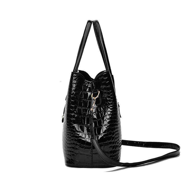 Women's Bags Designer New Bright Leather Handbag Stone Women's Large Capacity Single Shoulder Crossbody Bag Europe And The United States Cas