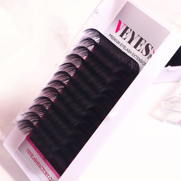 Veye Wholesale Volume Silk Eyelash Velvet Cashmere Russian Matte Black Vegan Custom Logo Volume Lash Extention