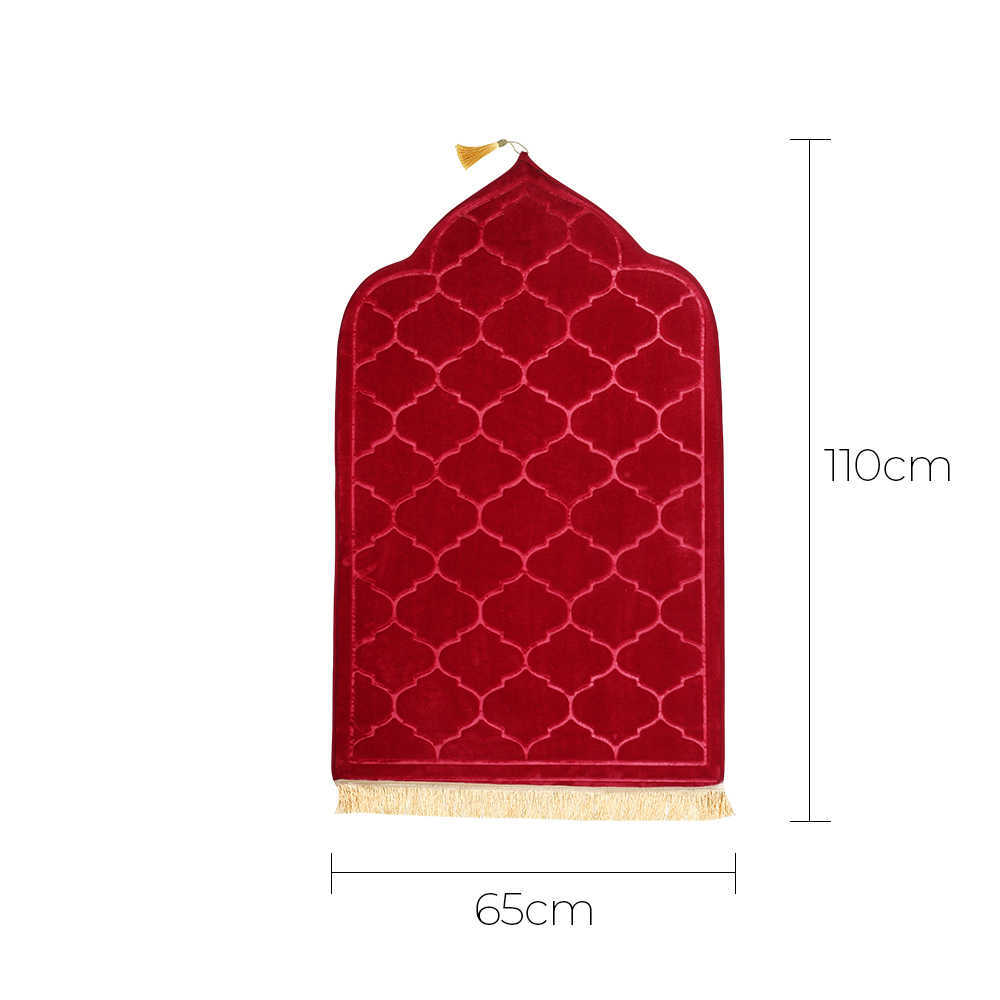 Soft Worship Kneel Travel Prayer Rug Non-slip Prayer Mat Flannel Carpet for Muslim Ramadan Embossing Floor Carpets Portable M250526