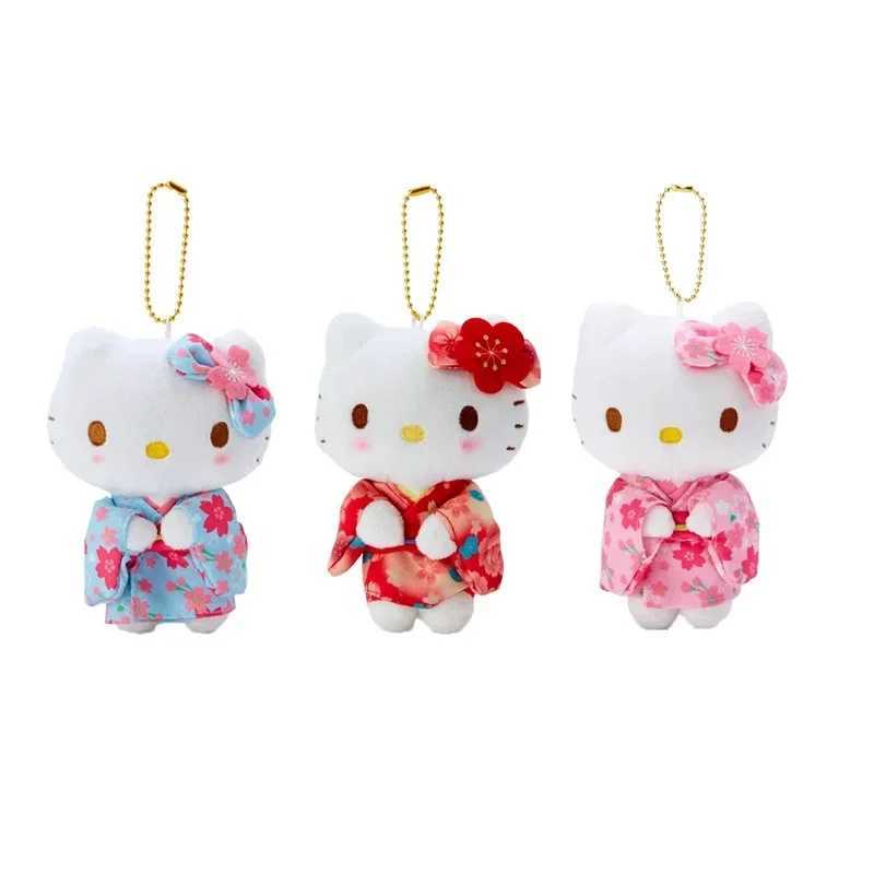 Sanrio Kawaii Hello Kitty Matcha Kimono Hello Kitty Doll Plush Bag Pendant Plushie Accessories Soft Doll Girls Birthday Giftsw250526