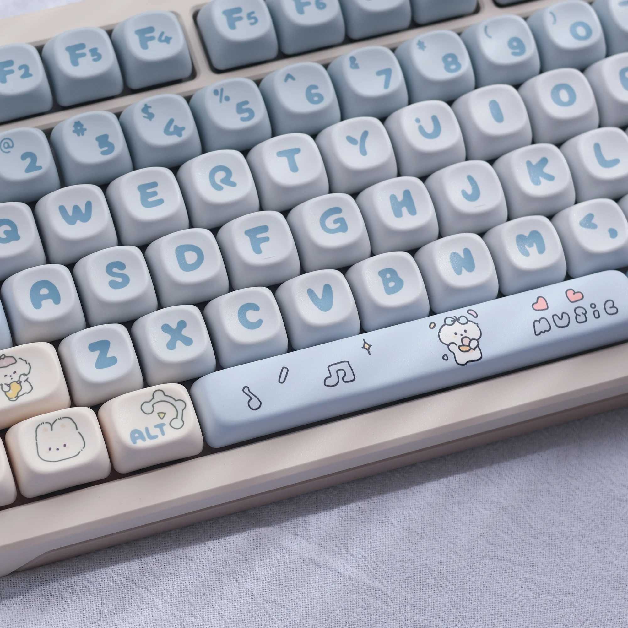 139Keys Band Puppy Theme Keyca MOA Profile Gradient Blue PBT Sublimation Key Ca for DIY Mechanical Keyboard Cute Keycap R250526