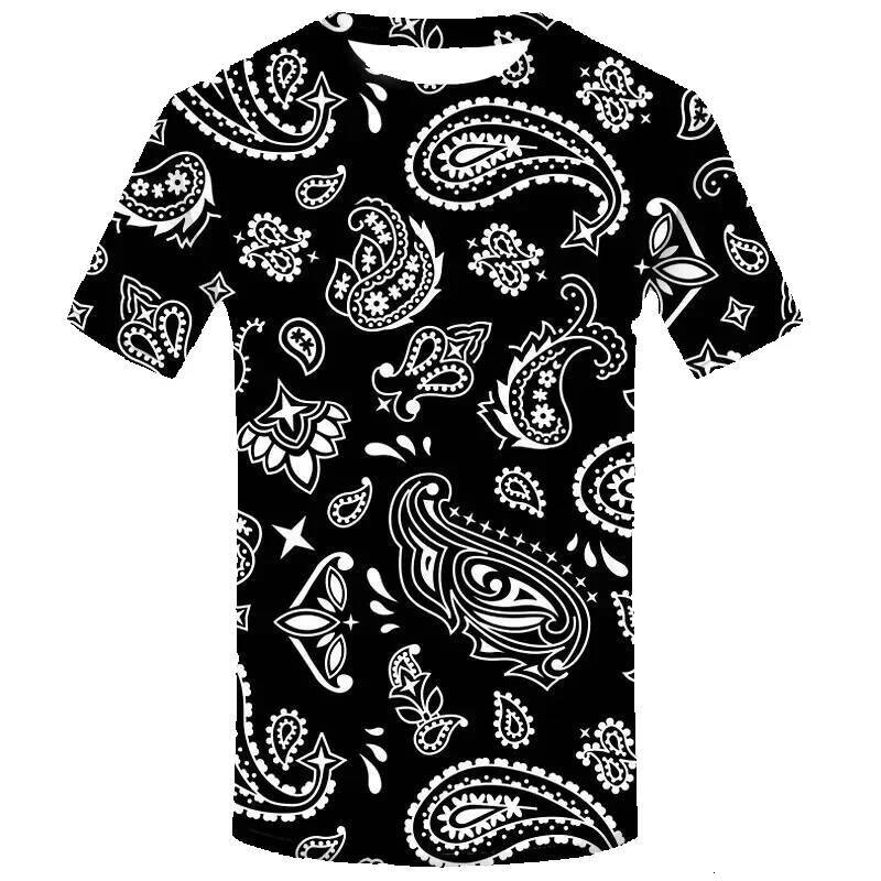 Fashion Bandana Graphic Men's 3D Printed Short Sleeve T-shirts, Casual Streetwear, Cool Oversized T-shirts