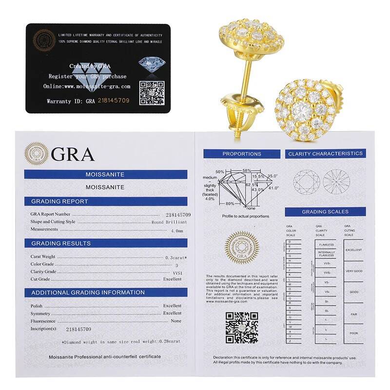 S Sterling Moissanite Earring For Women Fine Aro Mujer Oreja Sier Jewelry Wedding Stud Earrings Exquisite Gift