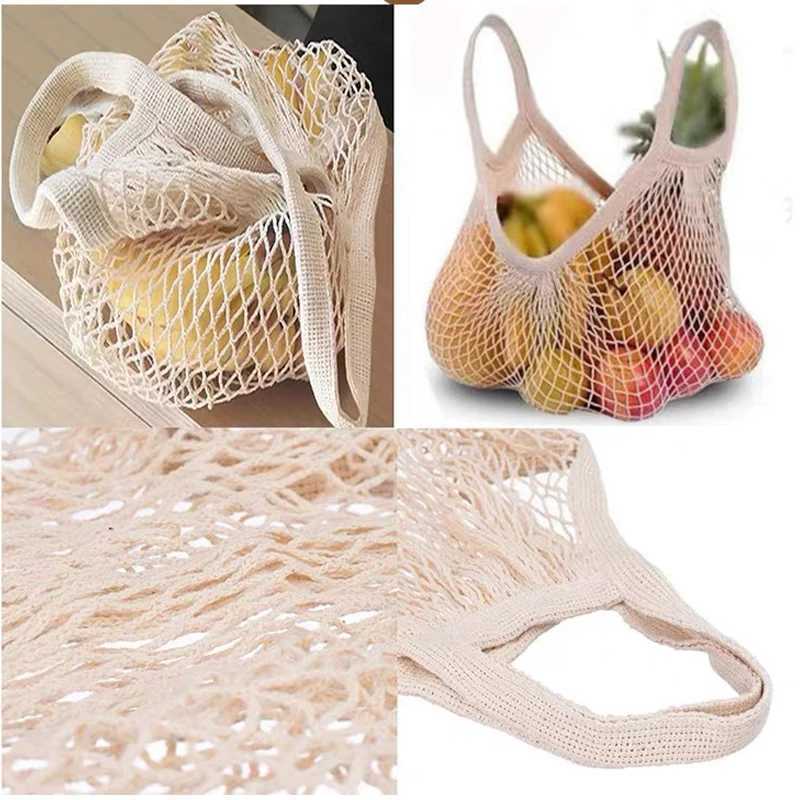 1Pc Portable Reusable Grocery Shopping Bag Mesh Bag Foldableable Grocery Bag Fruit and Vegetable Bag Cotton Net Tote Bag W250524