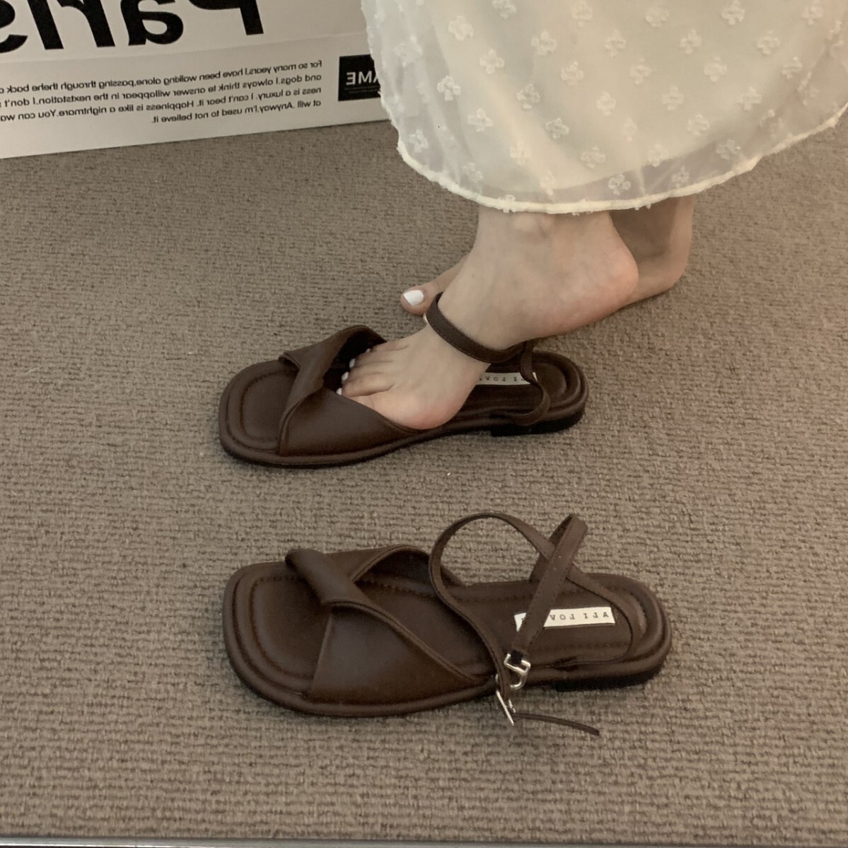 Versatile Non Tiring Sandals Women S For Spring Summer New Styles With Thick Heels And Exposed Toes Niche Matching Skirts Casual Shoes Roman Shoes Ddm