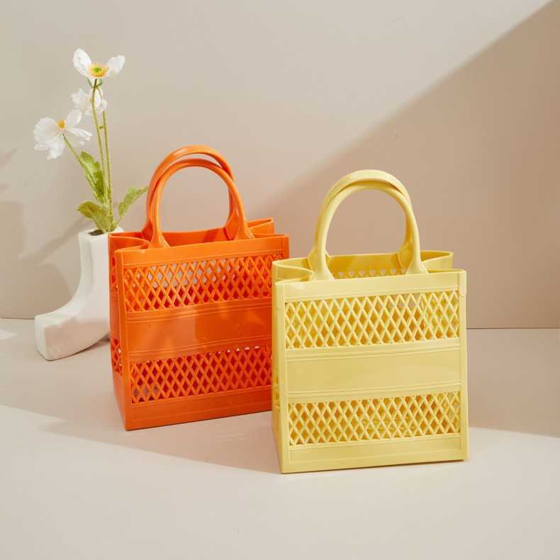 Pvc Jelly Bag Fashion and Versatile Soft Handle Vegetable Basket Anti Dirty and Easy to Wash Summer Handheld Womens Bag