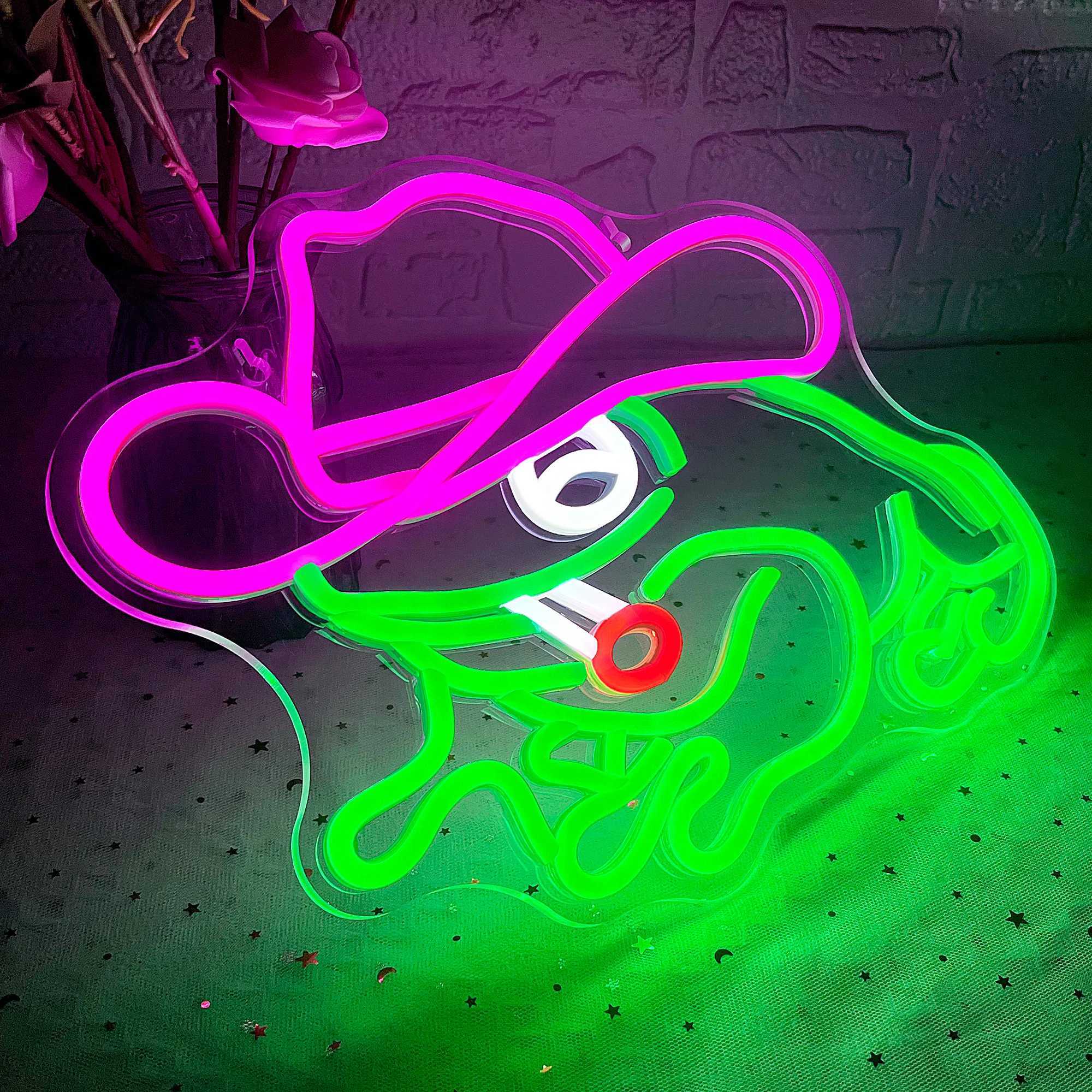 Frog Cowboy Neon Signs Frog Cowboy Lamp Lights Neon Signs for Wall Decor USB Powered for Bedroom Party Wedding Birthday Gift W250526