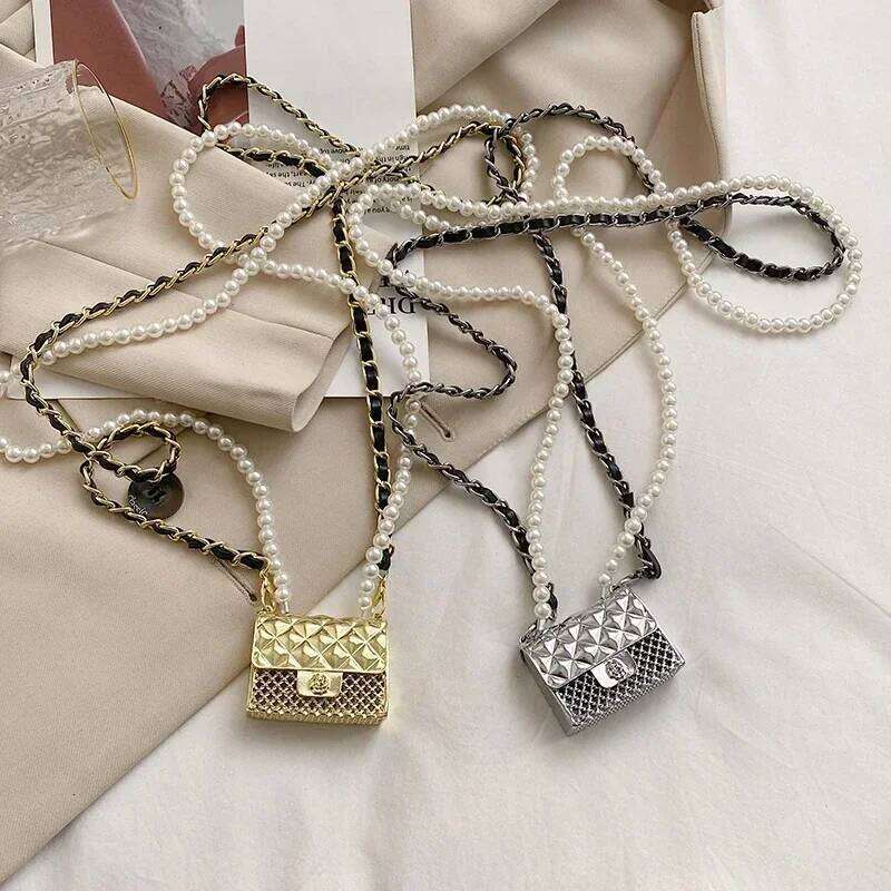 Pearl Layered Long Crossbody Coin Bags, Mini Purse Bag Belt Bags,