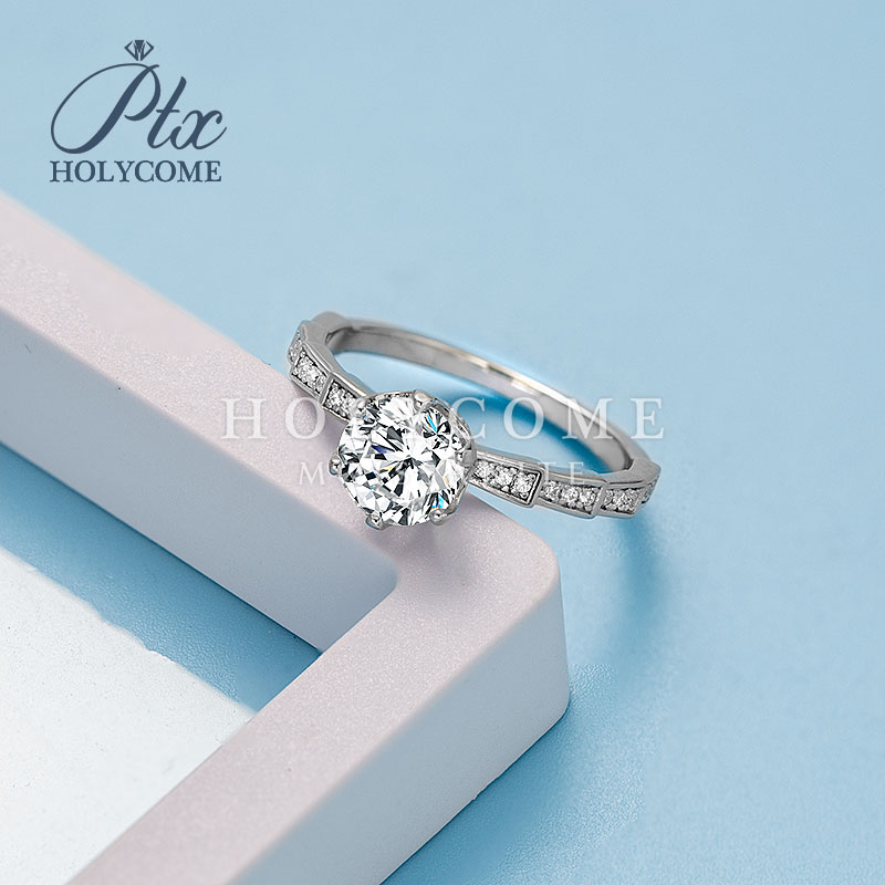 925 Sterling Silver Ring Micropaved Mechanical Design 1ct D Color VVS Diamond Women Moissanite Ring Jewelry for Wedding Engagement