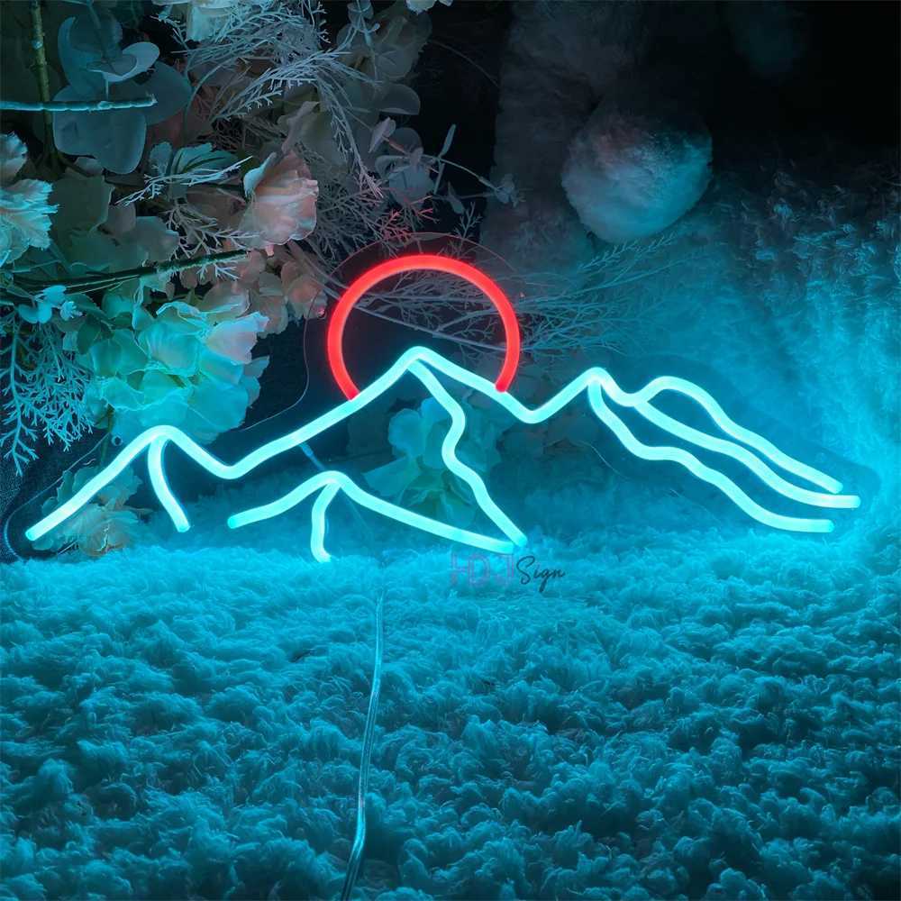 Neon LED Sign Mountain and Sun Neon Lights USB LED Lamp Signs Home Wall Decor Bedroom Kid Room Bar Party Birthday Decoration W250526