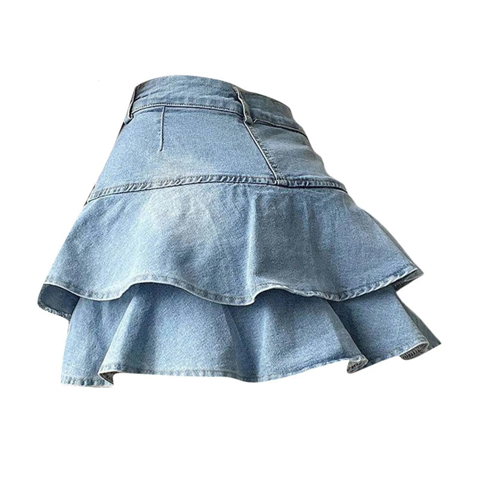 Blue Denim Skirt 2024 Fashion Printed Pleated High Waist Mini Skirts Y2k Retro Sweet Cute Sexy Streetwear Summer Women 250516Z