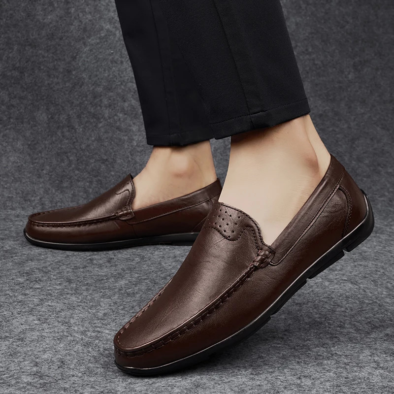 Business Classic Mens y highquality genuine leather formal evening party Comfortable flat bottomed lightweight shoes 250526