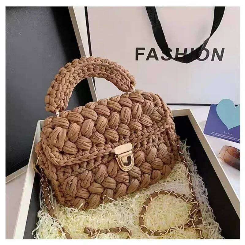 Women's Bags Designer DIY Knitted Wallet Fashion Rope Woven Ladies Handbag Designer Casual Chain Shoulder Messenger Bag