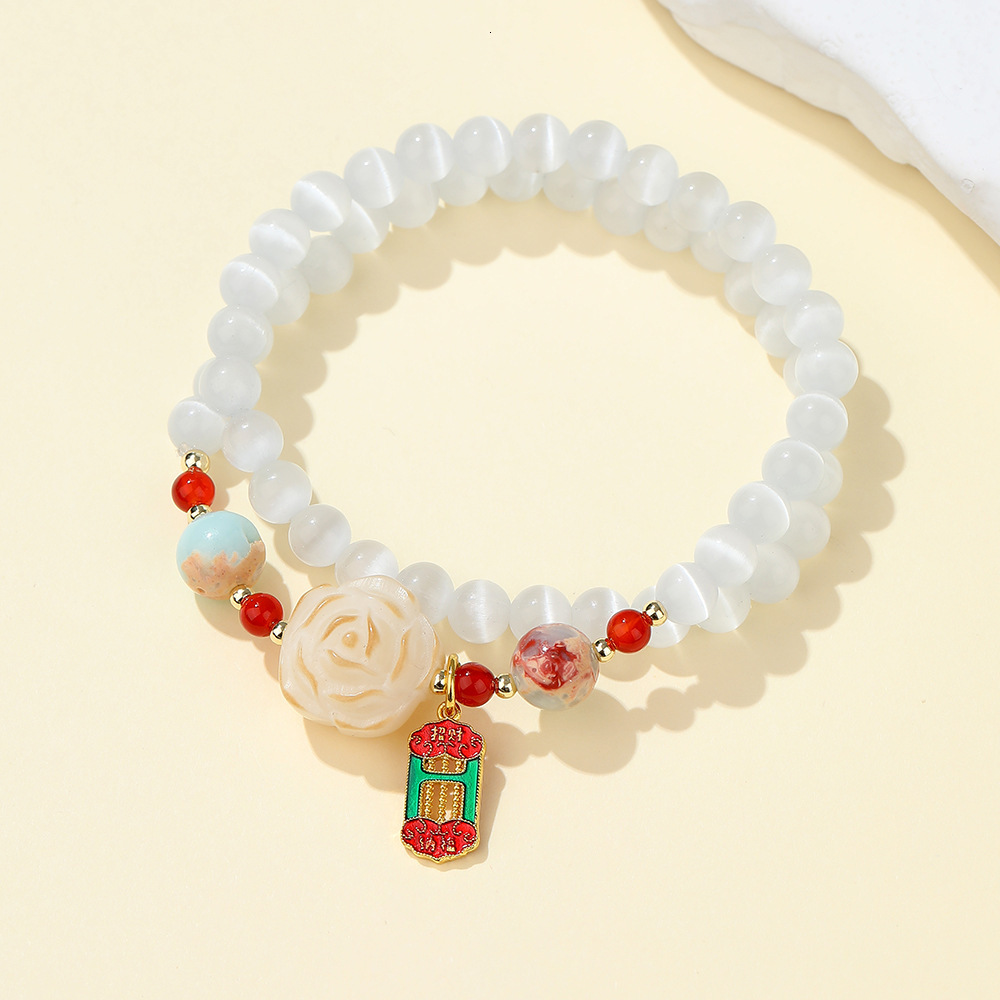 Jewelry layering strawberry crystal for couples and girlfriends, temple style new Chinese jewelry bracelet