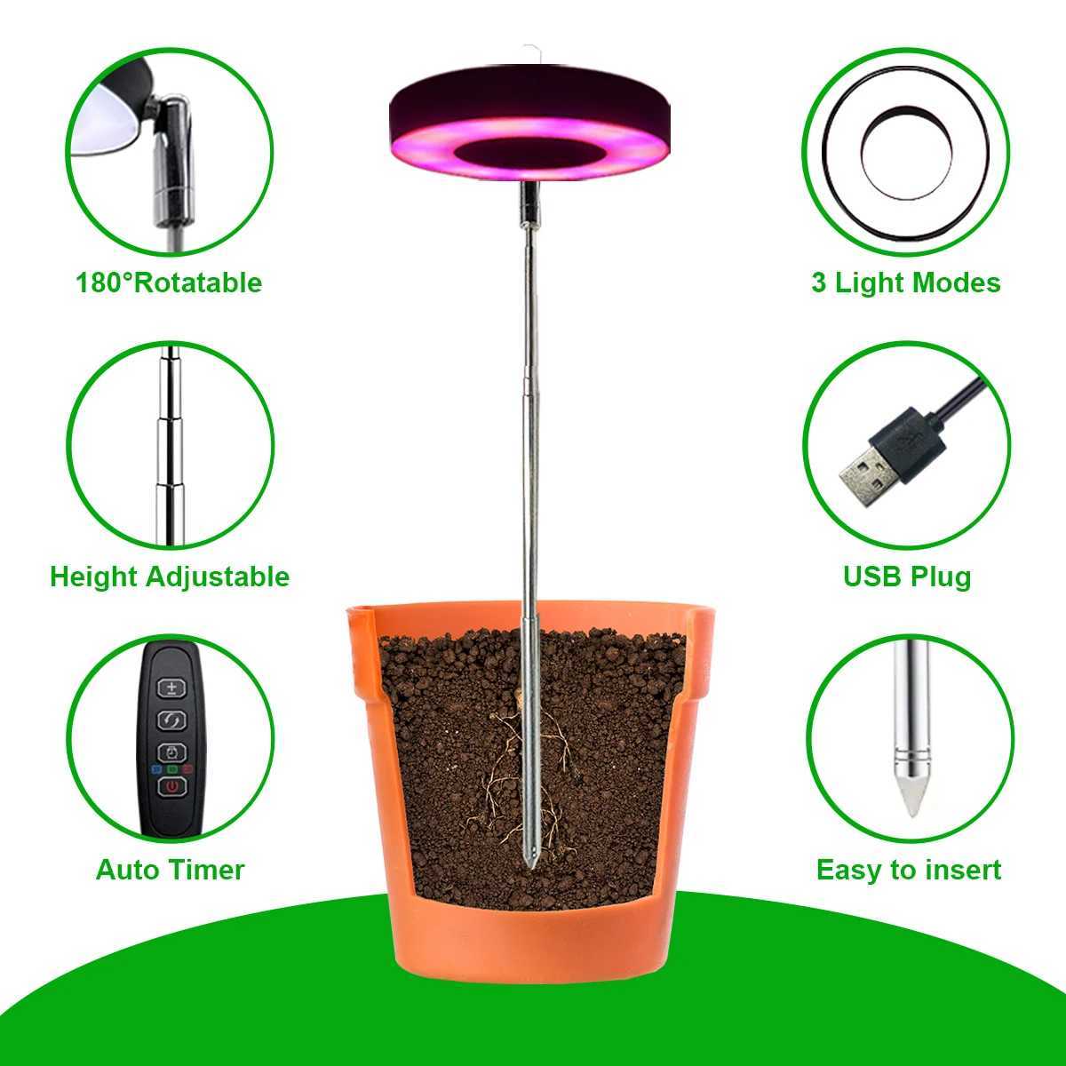 Three color with base plant light Full spectrum LED indoor plant growth light 3/9/12 timing height adjustable 10 levels dimming.XJ250526
