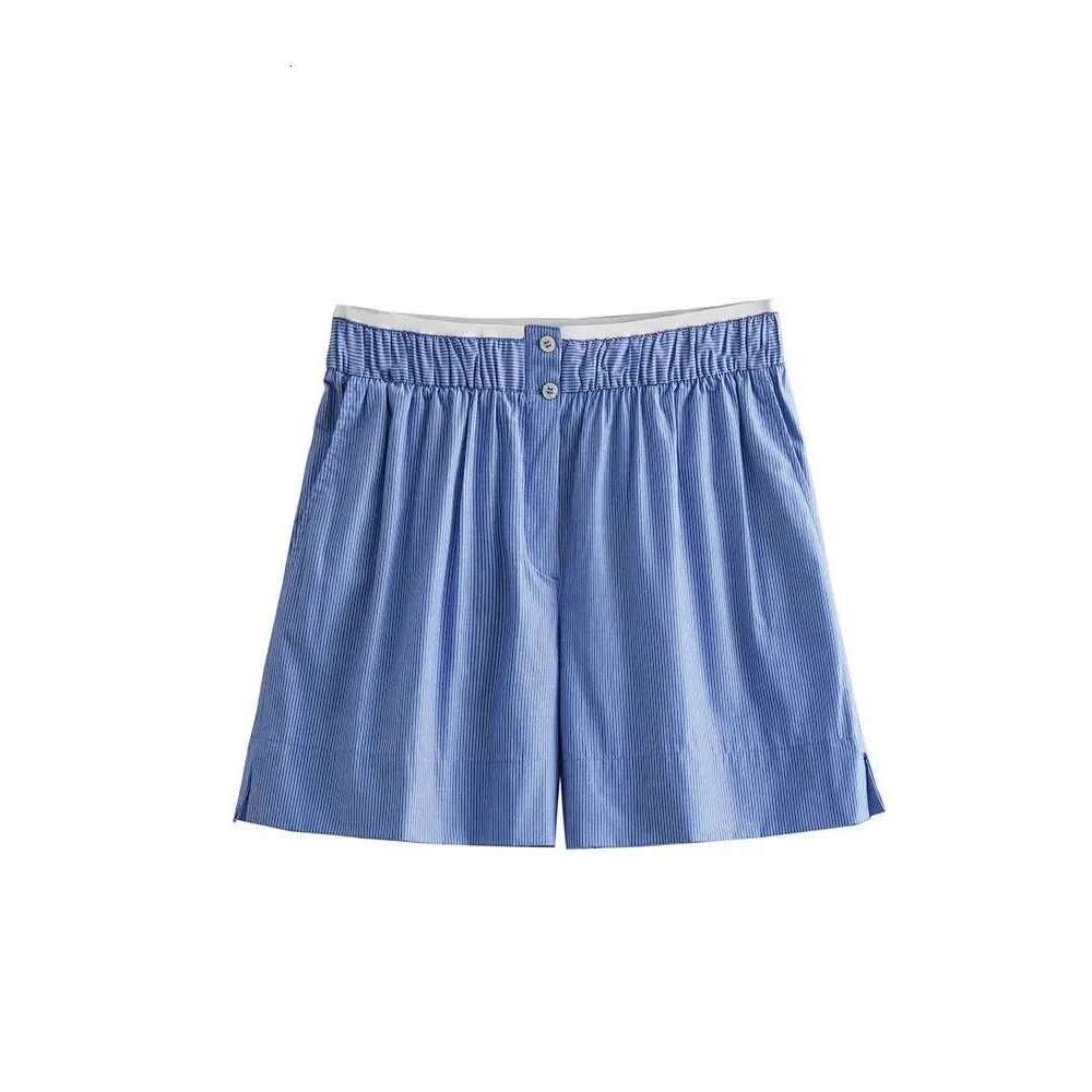 2024 Spring Summer Women's Suit Short Sets 2 Pieces Stripe Long Shirts Woman Shorts Two Piece Set Womens Outfits