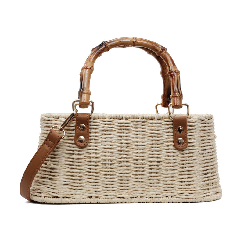 Pastoral Style Straw Woven for Women 2025 Summer New Handheld Bamboo Versatile Shoulder Crossbody Beach Bag