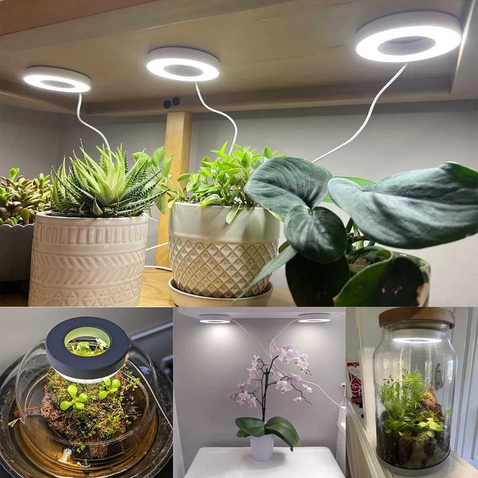 LED Grow Light Full Spectrum 10 Levels Dimmable Auto On/Off Timer Ceiling Under Cabinet Halo Plant Growing Lamp for Indoor PlantsXJ250526