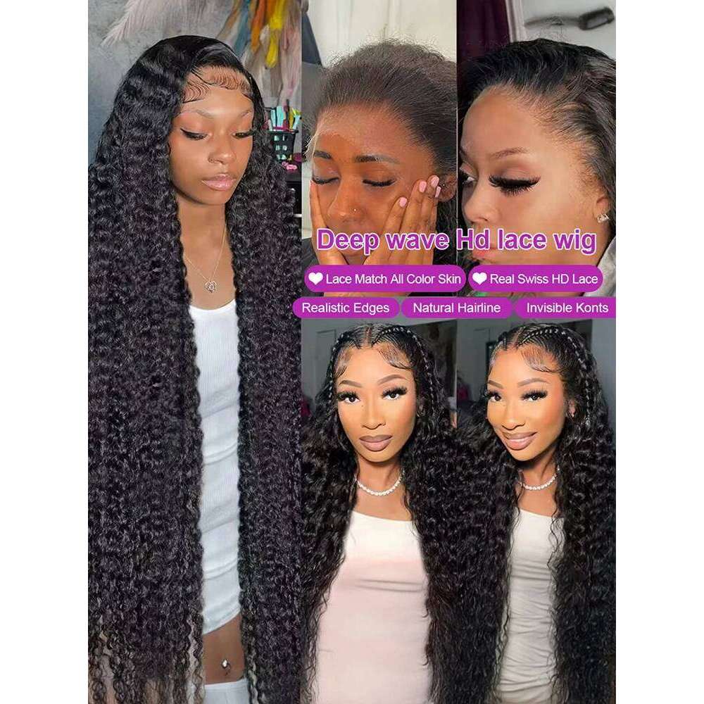 300% High Density Loose Deep Wave 40 46 50 Inch 13x6 13x4 HD Lace Frontal Human Hair Wig Brazilian 360 Full Curly Wigs For Women