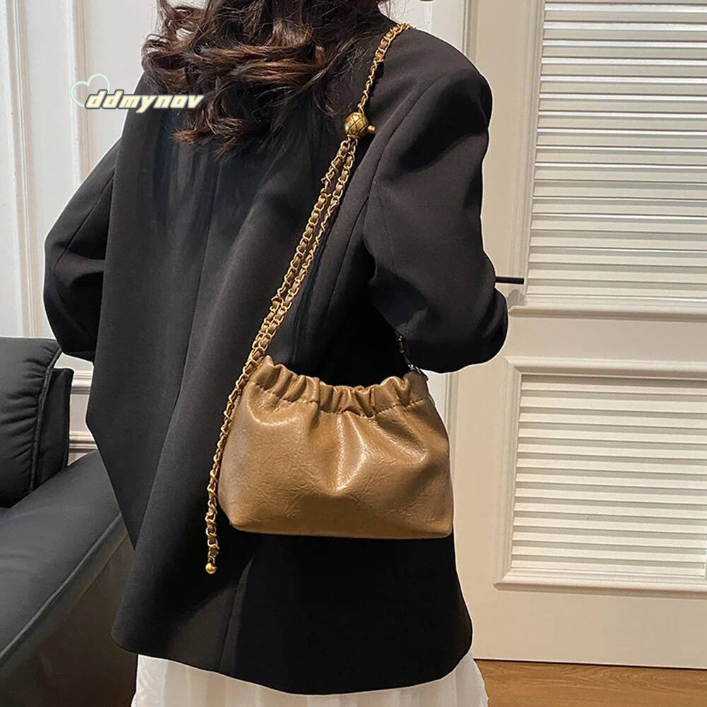 Women Chain Shoulder Versatile Crossbody Tote Bag Casual Pleatd Hobo Satchel Sling Bags Girl Stylish Purse ddmythur