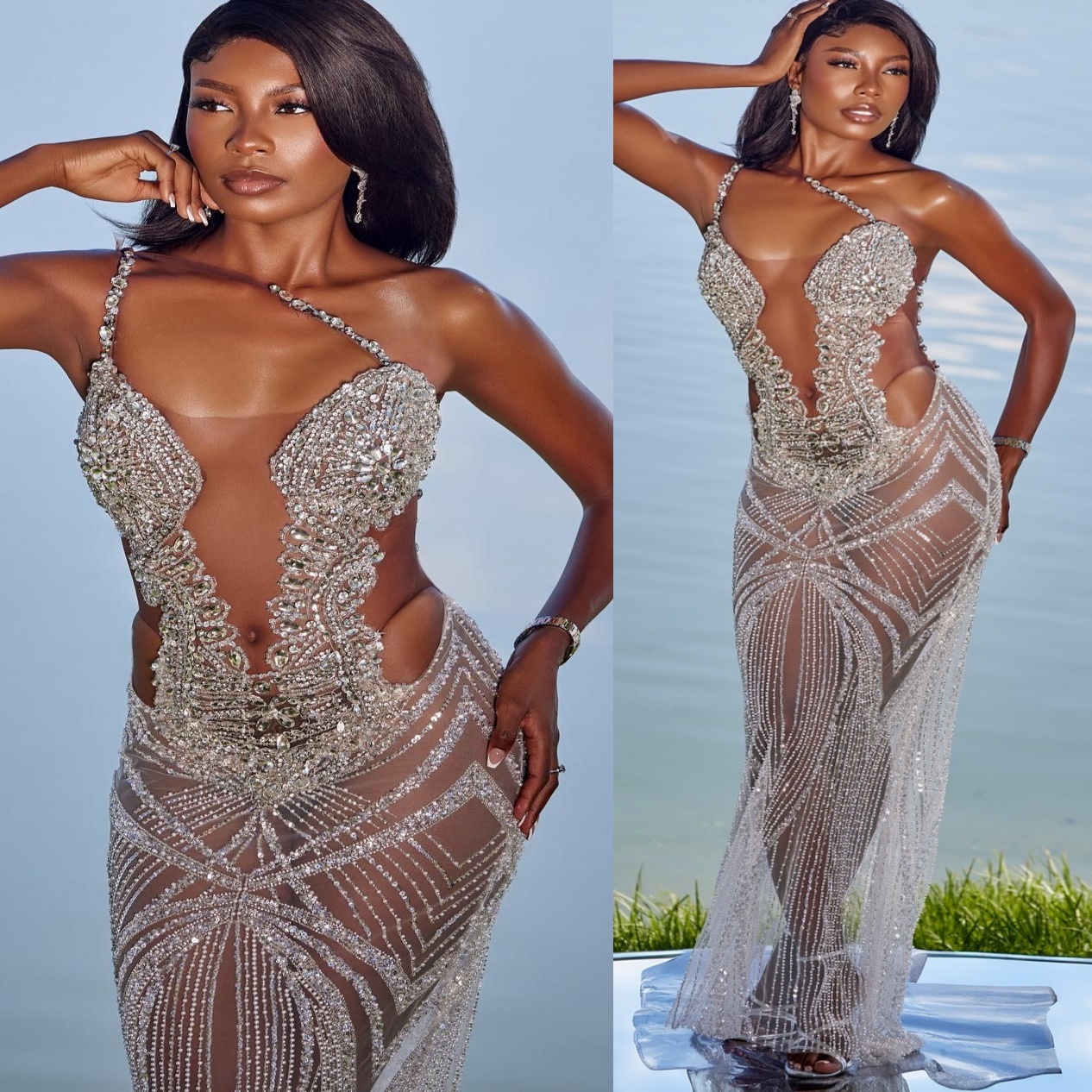 Ivory Sheath Prom Dresses 2025 Sequined Crystals One Shoulder Evening Formal Party Second Birthday Engagement Gowns Plus Size Dress For Special Occasi