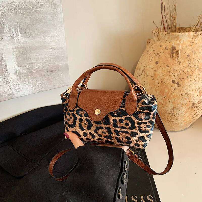 Fashion Leopard Pattern Handbag Casual Versatile Zipper Shoudler for Women Trendy All-match Crossbody Bag Women's Bags