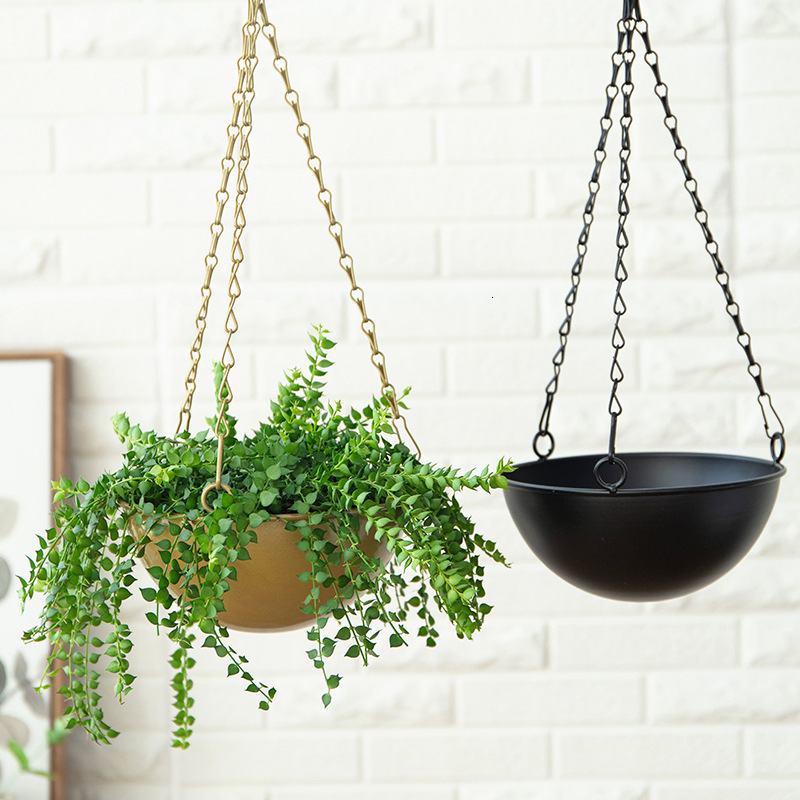Iron flowerpot hanging basket hanging basket hanging basin flower rack green rose hanging orchid basin hook hanging flowerpot iron Basin 231228