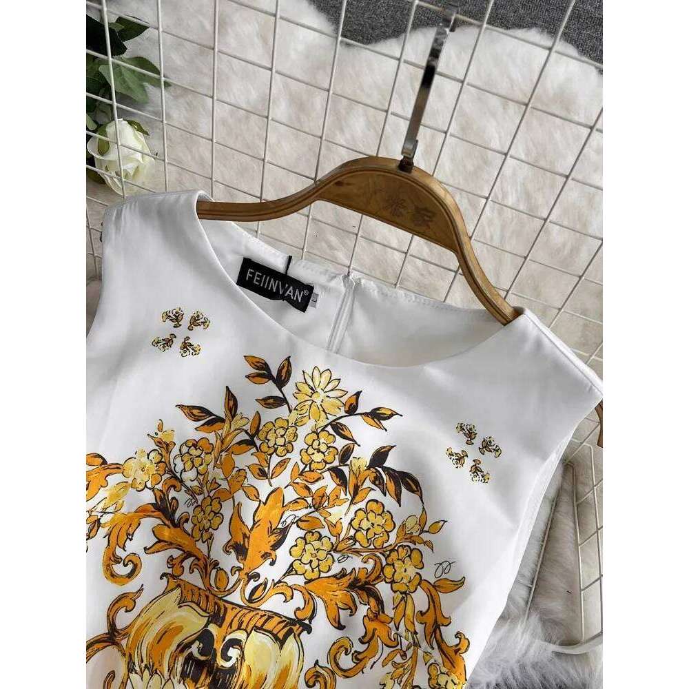 Summer Vintage Blue And White Porcelain Dresses Women's Sleeveless O Neck Tank Flower Print Vest Midi Long Party Vestidos