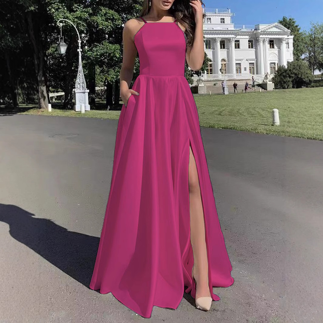 Long skirt white dress sexy new womens dress 2025 suspender high waist temperament dress