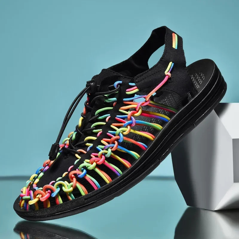 Beach Sandals Summer Men Women Slippers Weaving Design Breathable Casual Flat Outdoor Couples Size 48 250523BJ - view 6