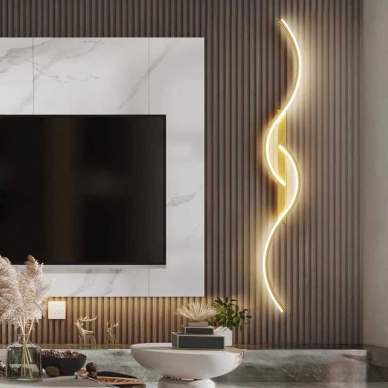 Modern LED Wall Sconce Strip Aluminum Wall Lamp 60/80/100CM For Bedroom Bedside Living Room Background Decor Lighting FixturesXJ250526