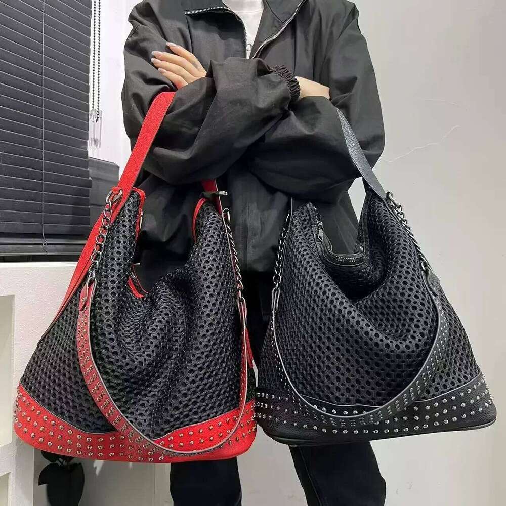 Women's Bags Designer Ladies' Fashion Y2k Spicy Girl Large Capacity Retro Rivet Splicing Diagonal Cross Shoulder Bag