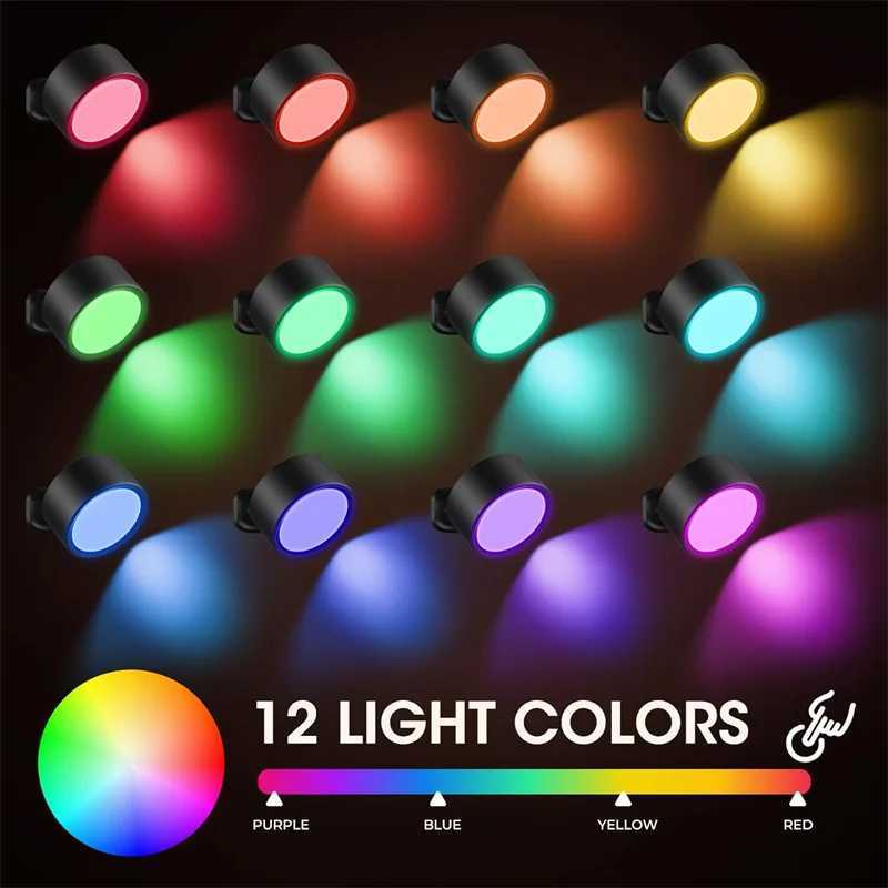 LED Wall Mounted Lights with Remote 3 Color Temperatures 12 RGB Color Ambience Wall Sconces Rechargeable Magnetic Wall LightsXJ250526