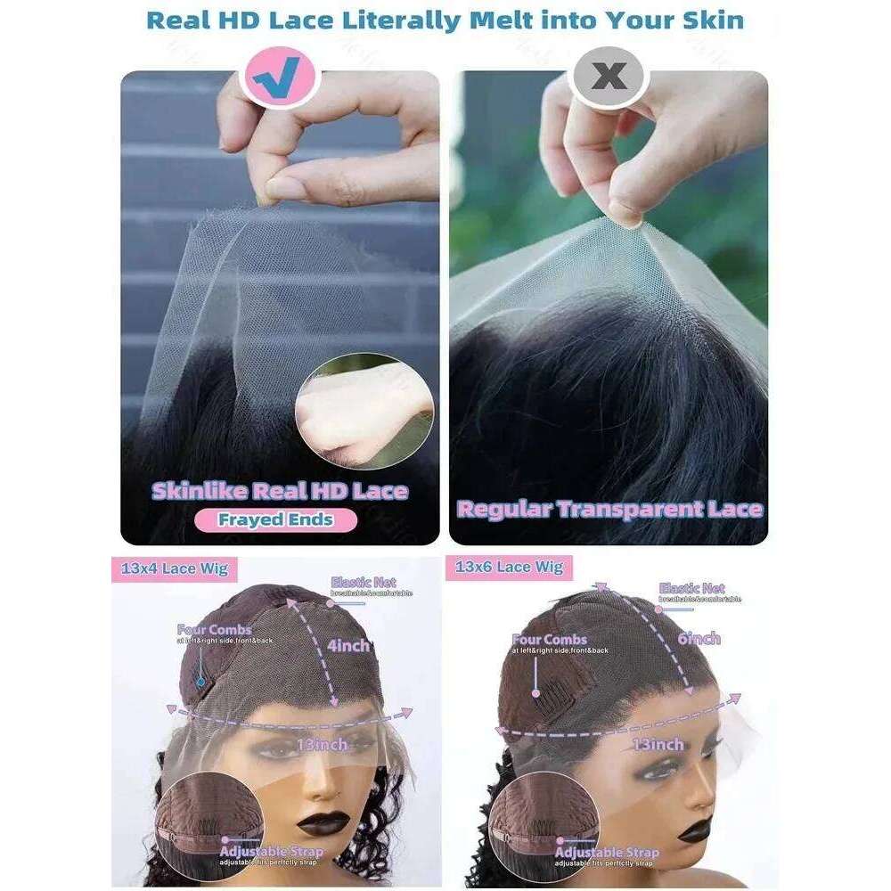 250 300 Density 40 42 Inch Straight 13x6 HD Frontal Human Hair Wigs Brazilian Transparent 13x4 Lace Front Wig For Women